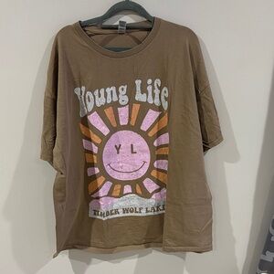 YOUNG LIFE Brown Tee with Sunburst Graphic